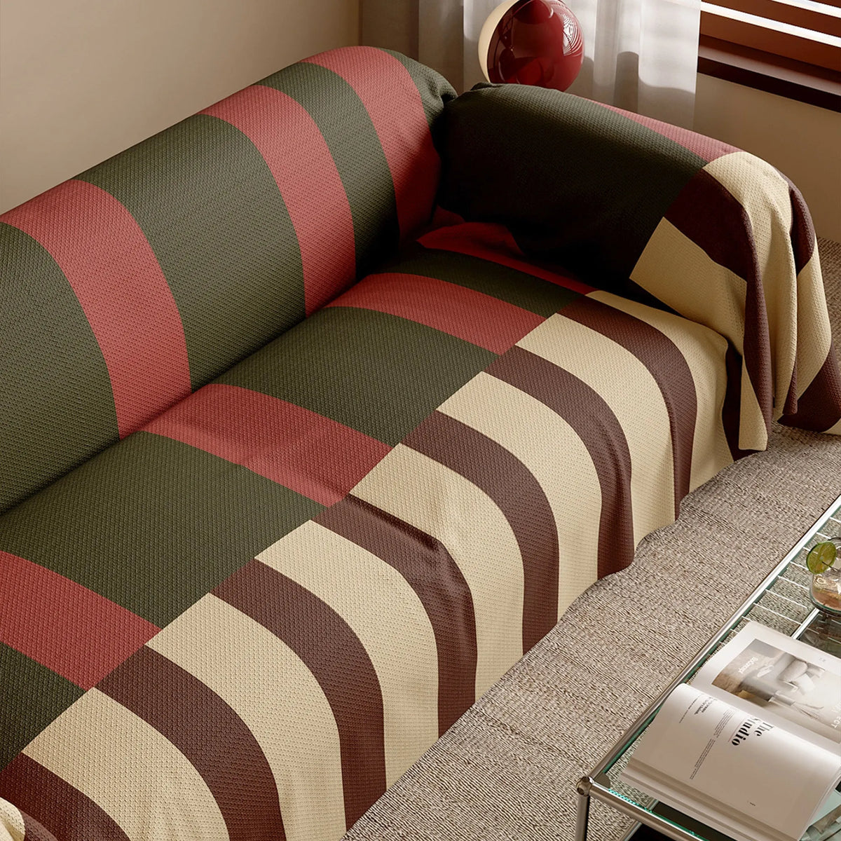 Bold Stripe Retro Sofa Cover