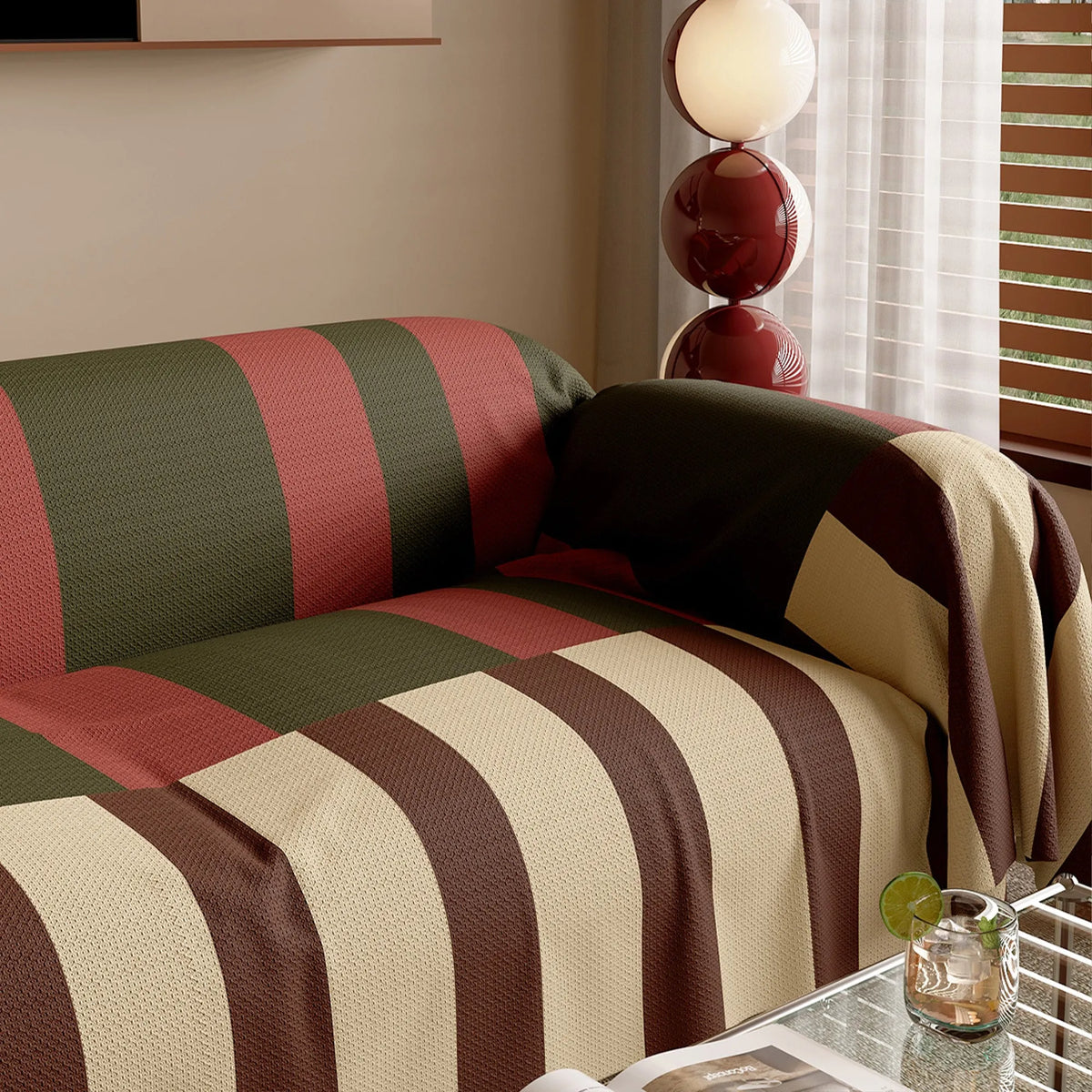 Bold Stripe Retro Sofa Cover