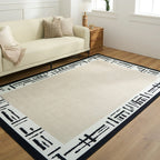 Bordered Abstract Washable Rug