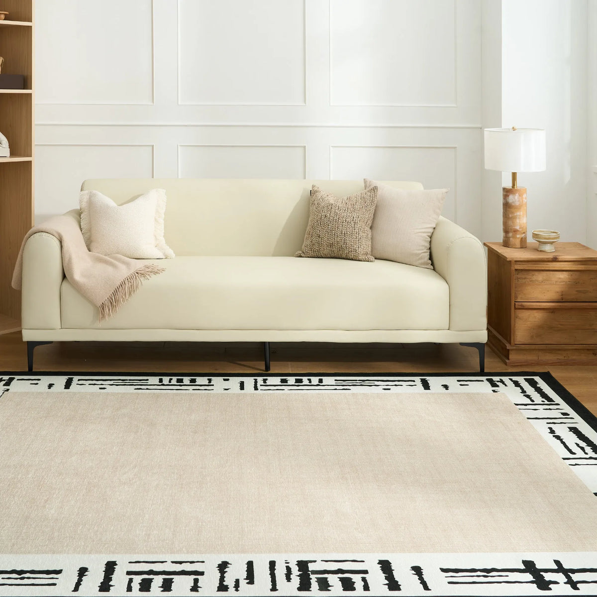 Bordered Abstract Washable Rug