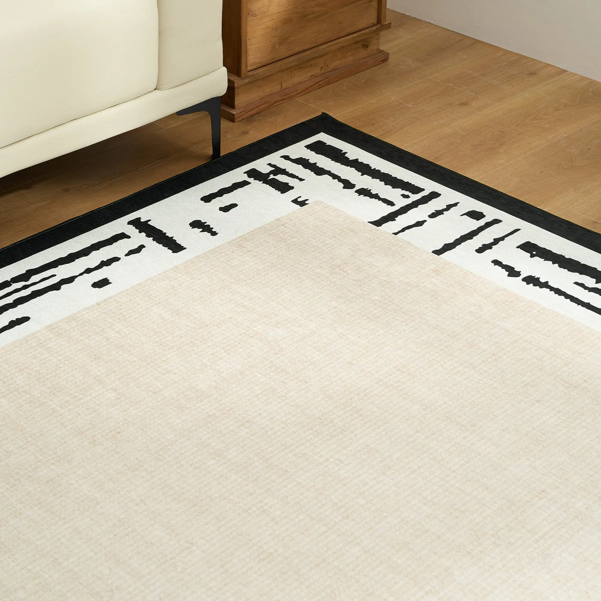 Bordered Abstract Washable Rug