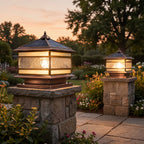 Brass Lantern Fence Post Light