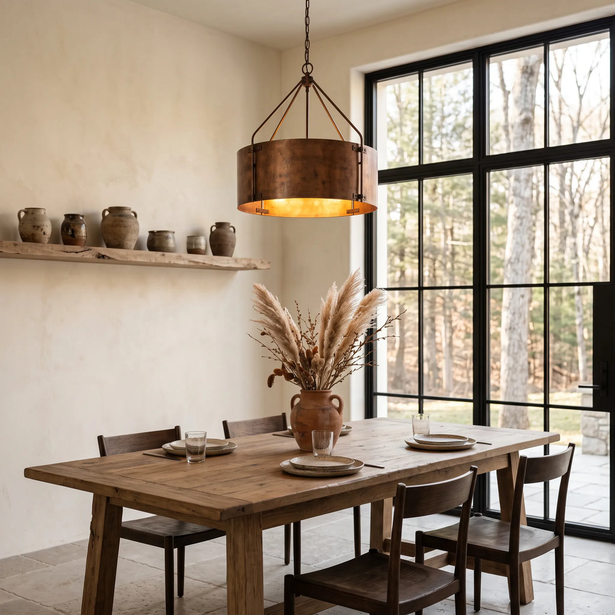 Bronze Cage Drum Pendant Light