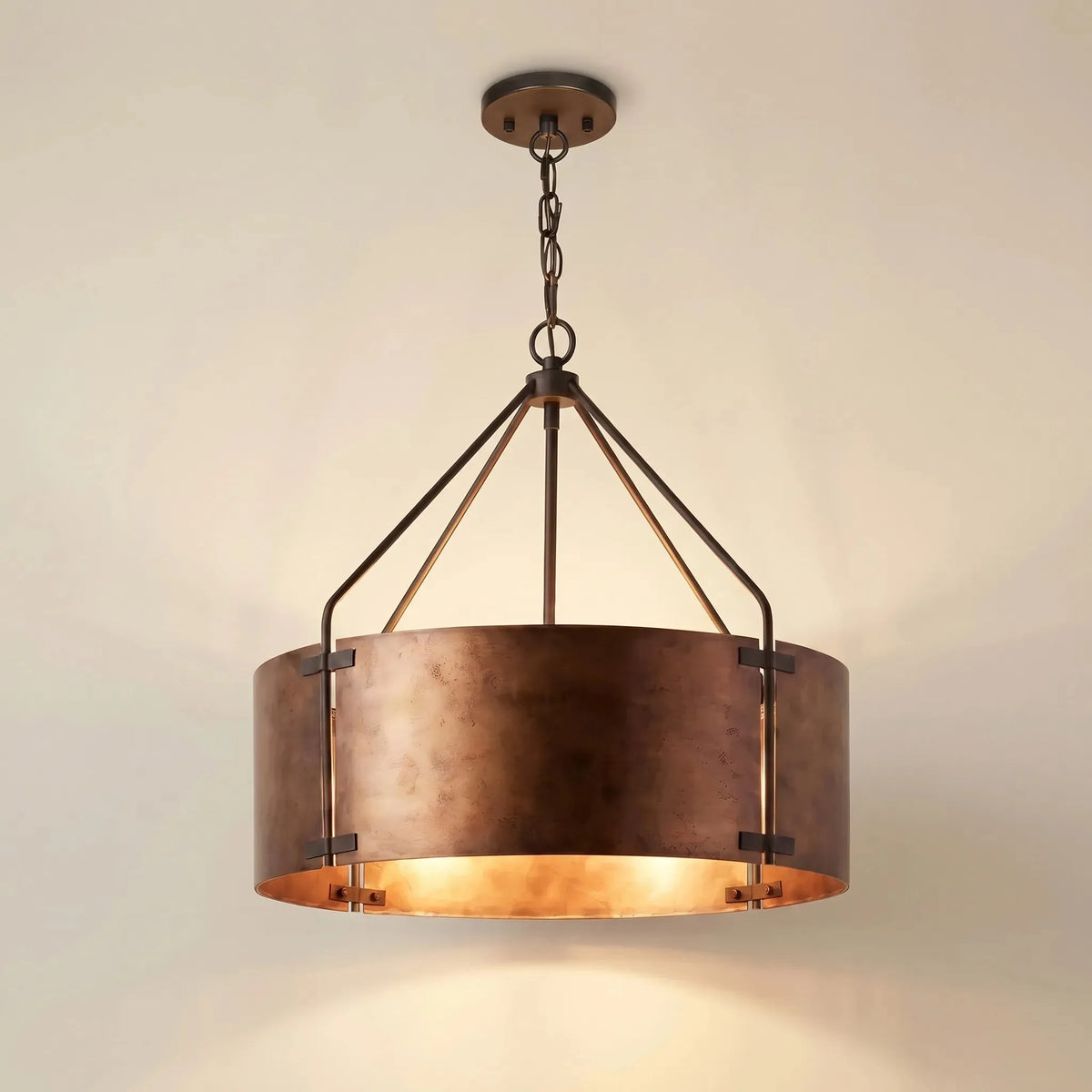 Bronze Cage Drum Pendant Light