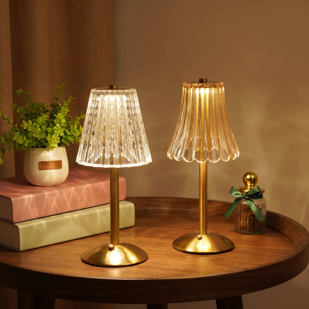 Brushed Aluminium Crystal Lamp