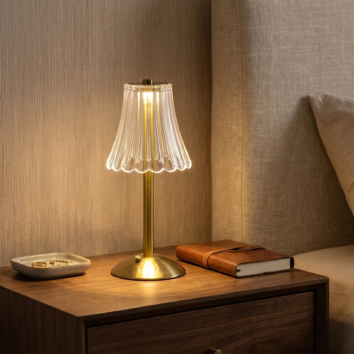 Brushed Aluminium Crystal Lamp