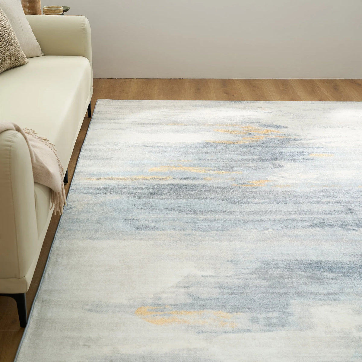Brushed Neutral Abstract Washable Rug