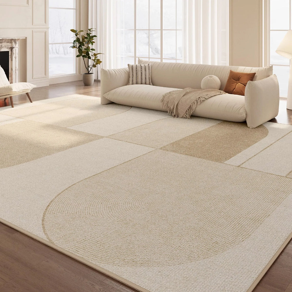 Calm Curves Oat Area Rug