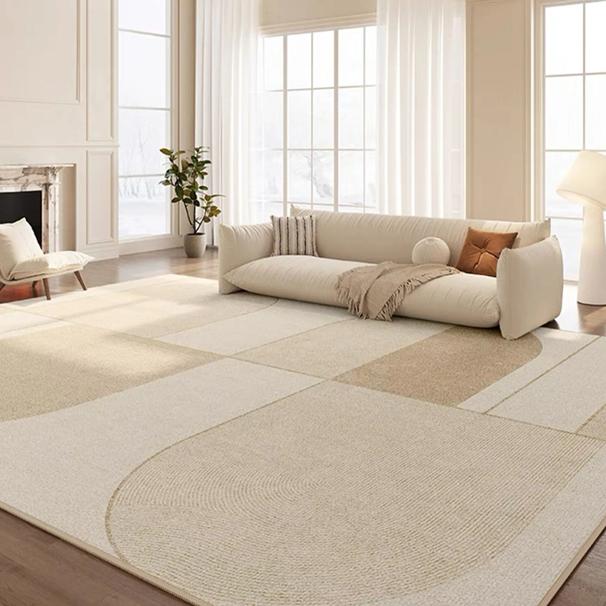 Calm Curves Oat Area Rug