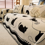 Cat Print Chenille Sofa Cover