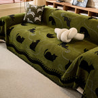 Cat Print Chenille Sofa Cover