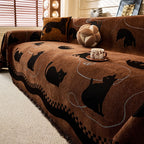 Cat Print Chenille Sofa Cover