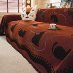 Cat Print Chenille Sofa Cover