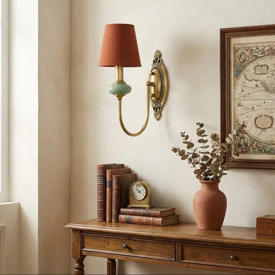 Ceramic and Fabric Wall Light