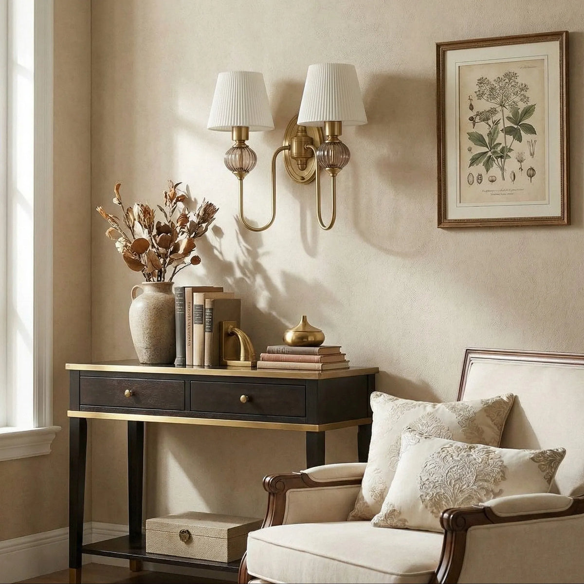 Ceramic and Fabric Wall Light