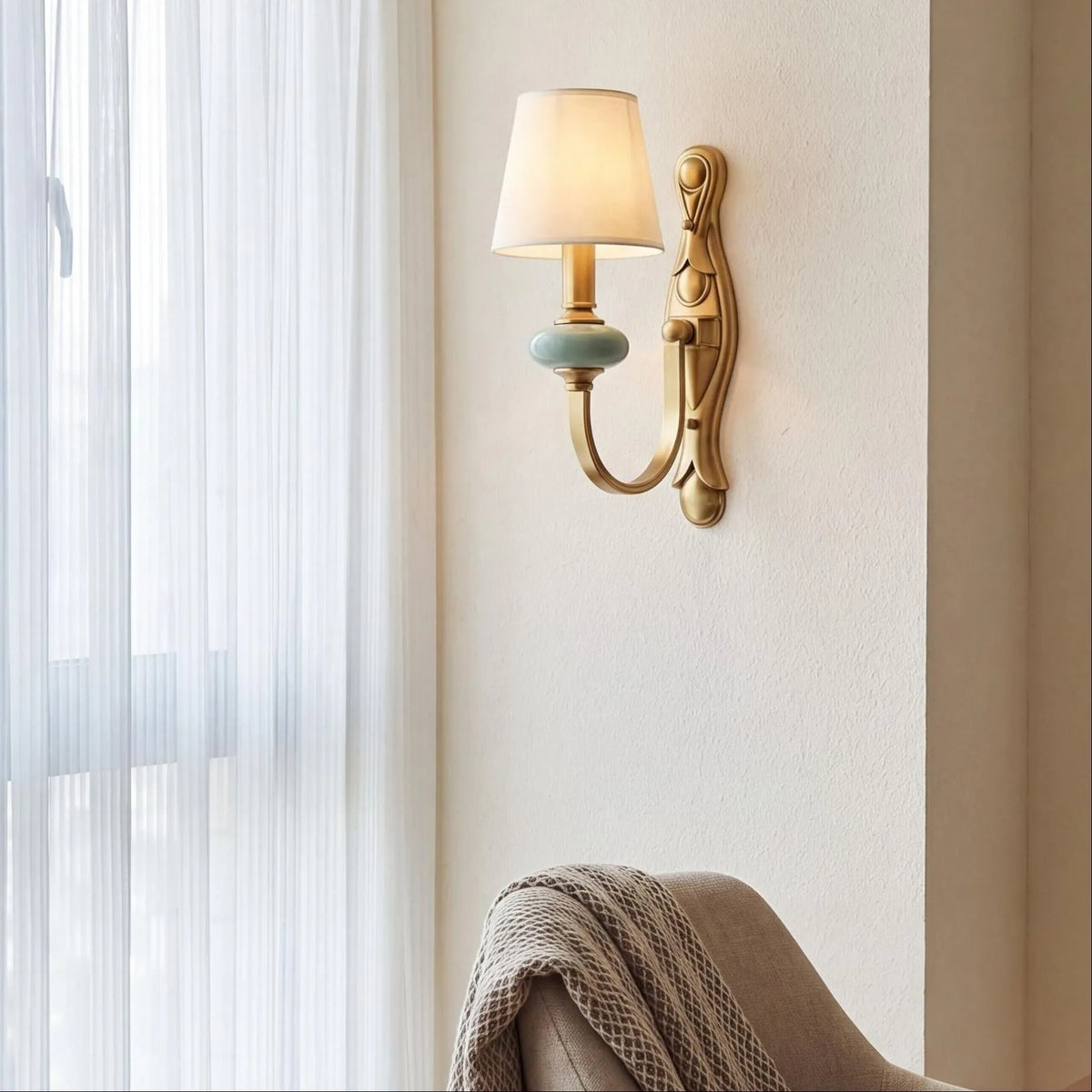 Ceramic and Fabric Wall Light