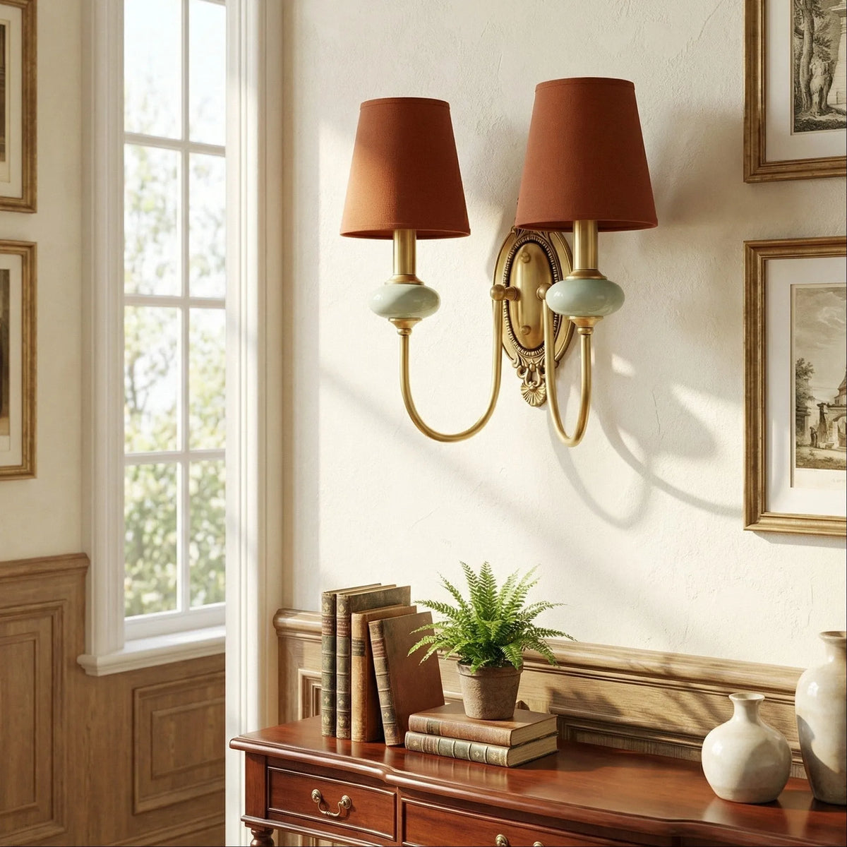 Ceramic and Fabric Wall Light