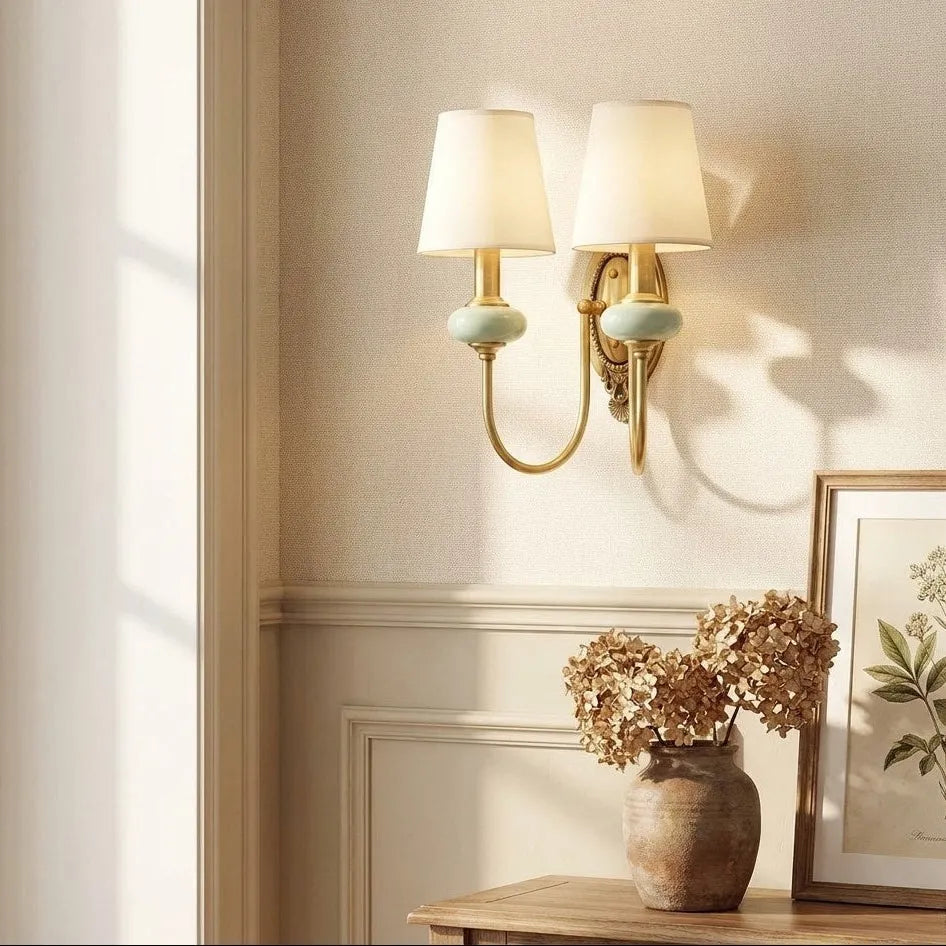 Ceramic and Fabric Wall Light