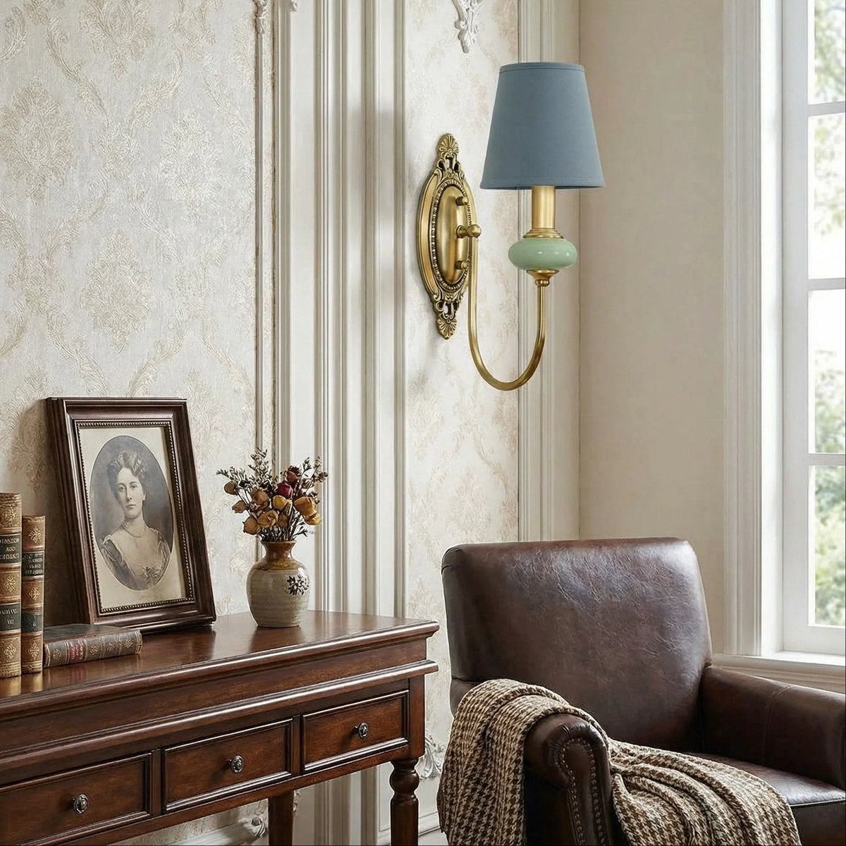 Ceramic and Fabric Wall Light