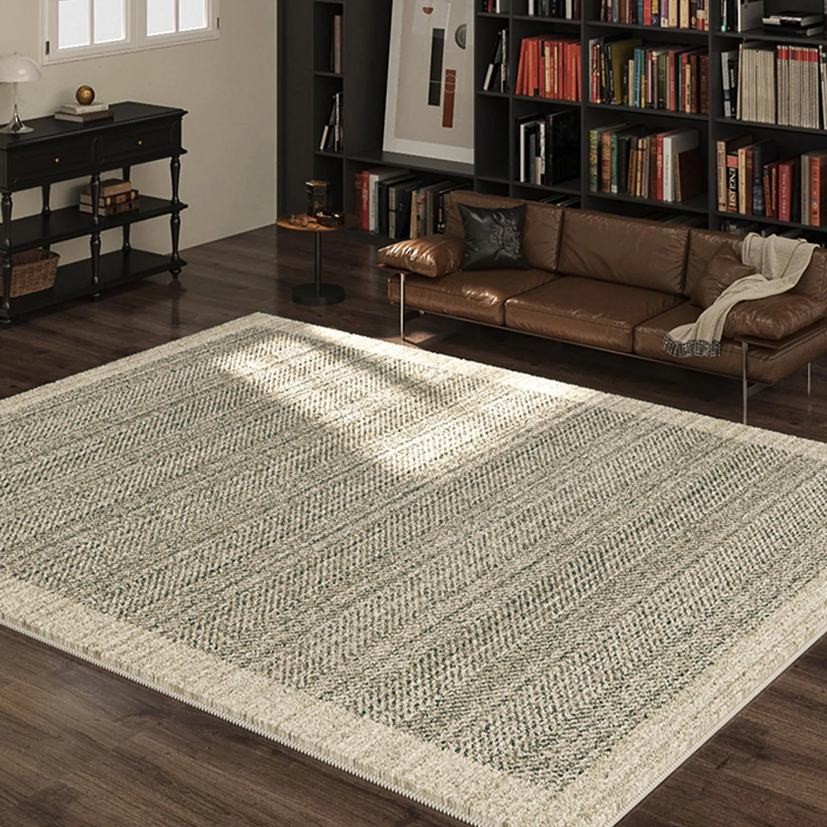 Charcoal Herringbone Large Area Rug
