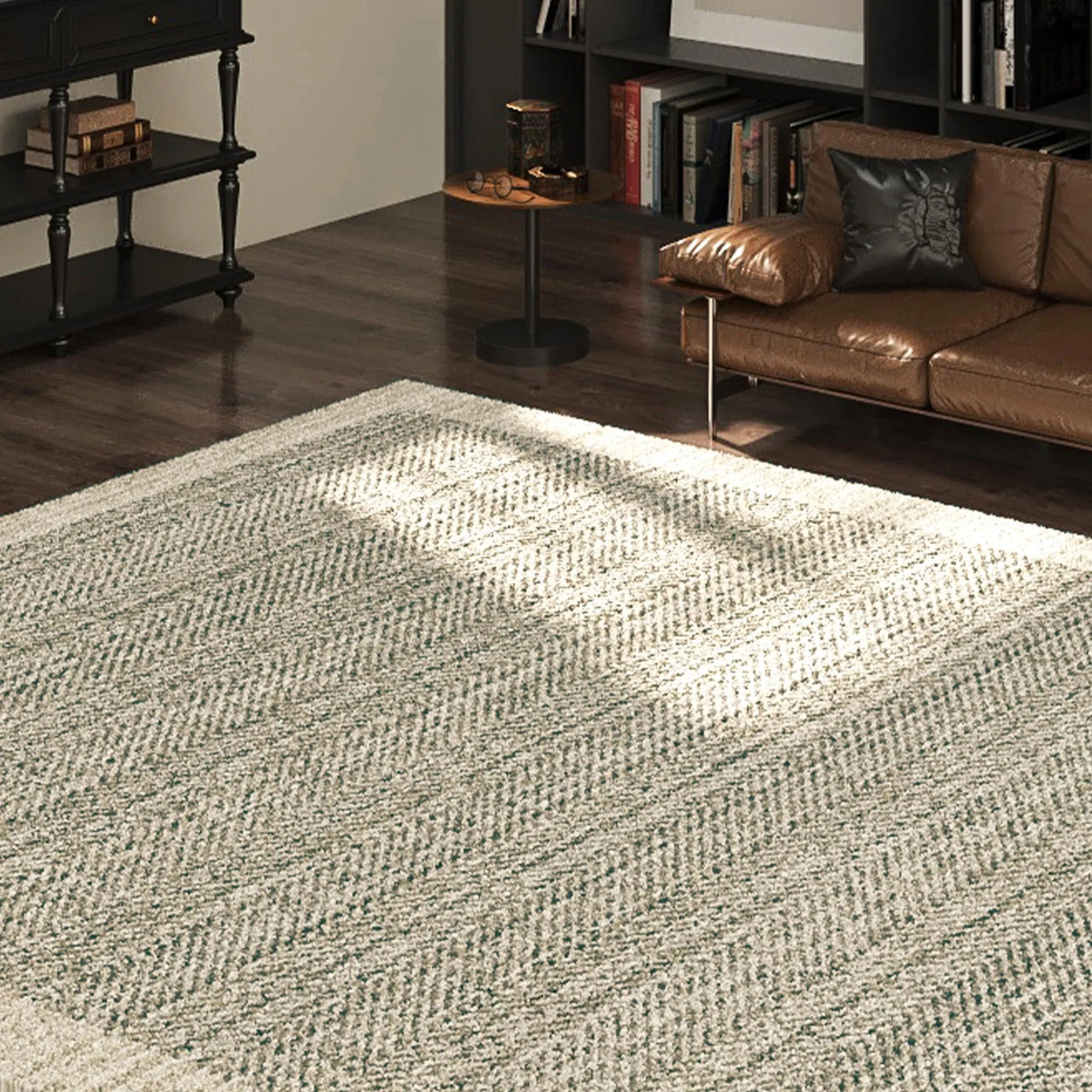 Charcoal Herringbone Large Area Rug