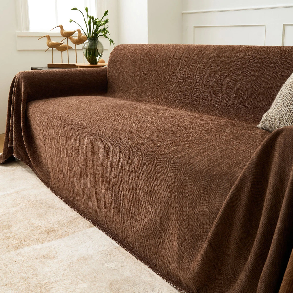 Classic Herringbone Thick Chenille Throw