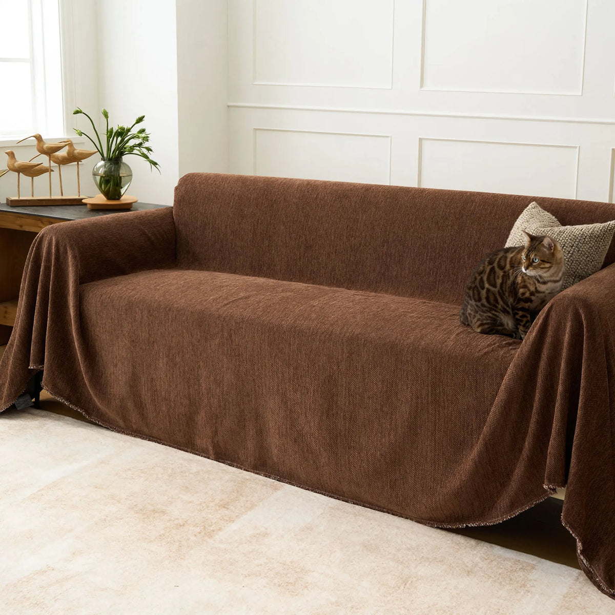 Classic Herringbone Thick Chenille Throw