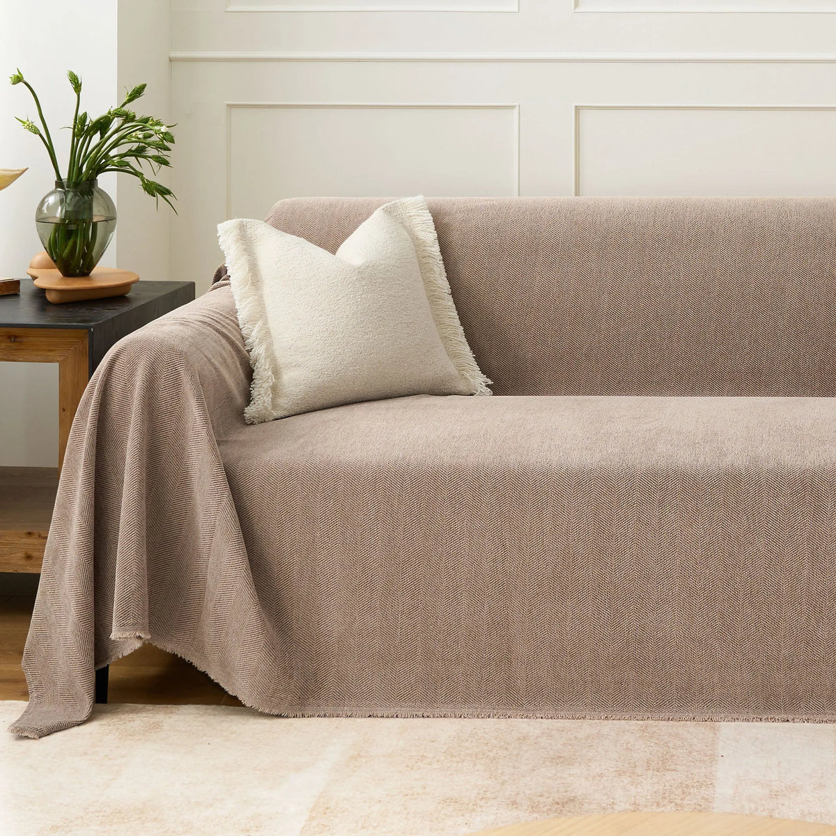 Classic Herringbone Thick Chenille Throw