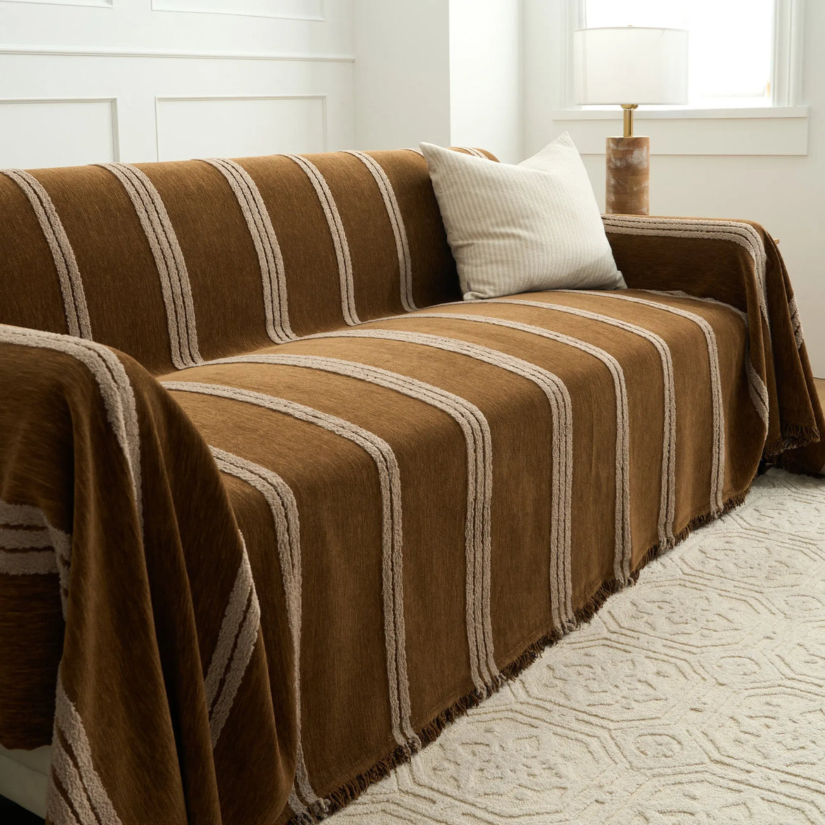 Classic Stripe Chenille Sofa Cover