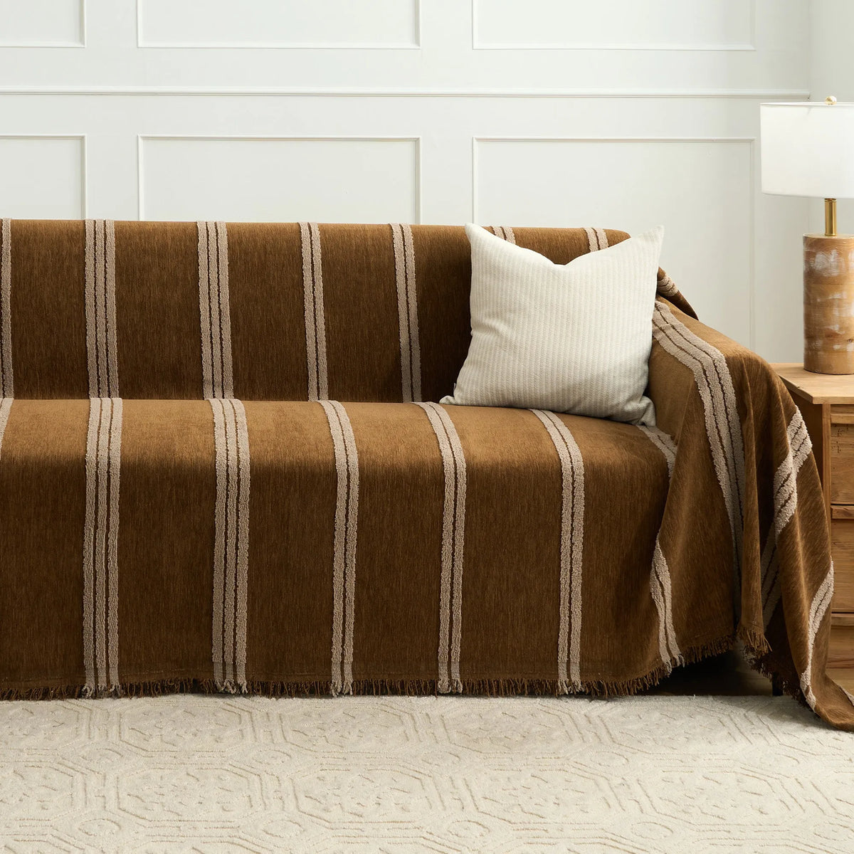 Classic Stripe Chenille Sofa Cover