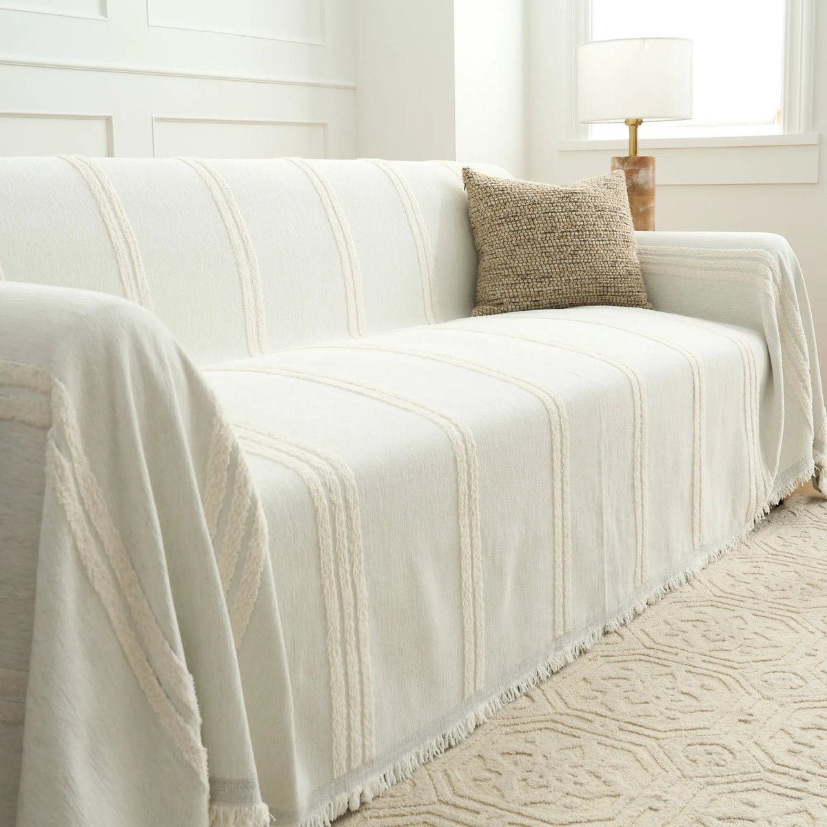 Classic Stripe Chenille Sofa Cover