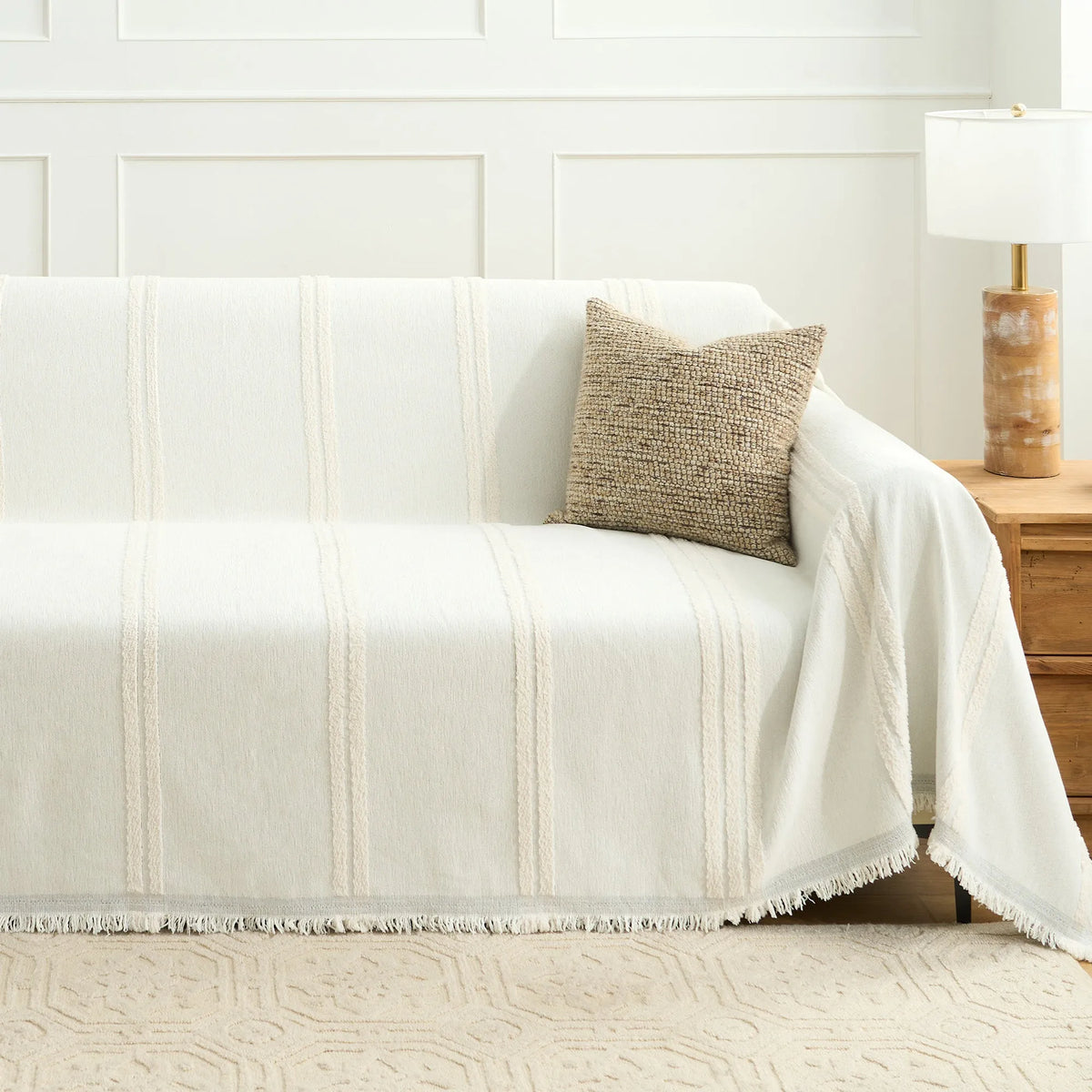 Classic Stripe Chenille Sofa Cover