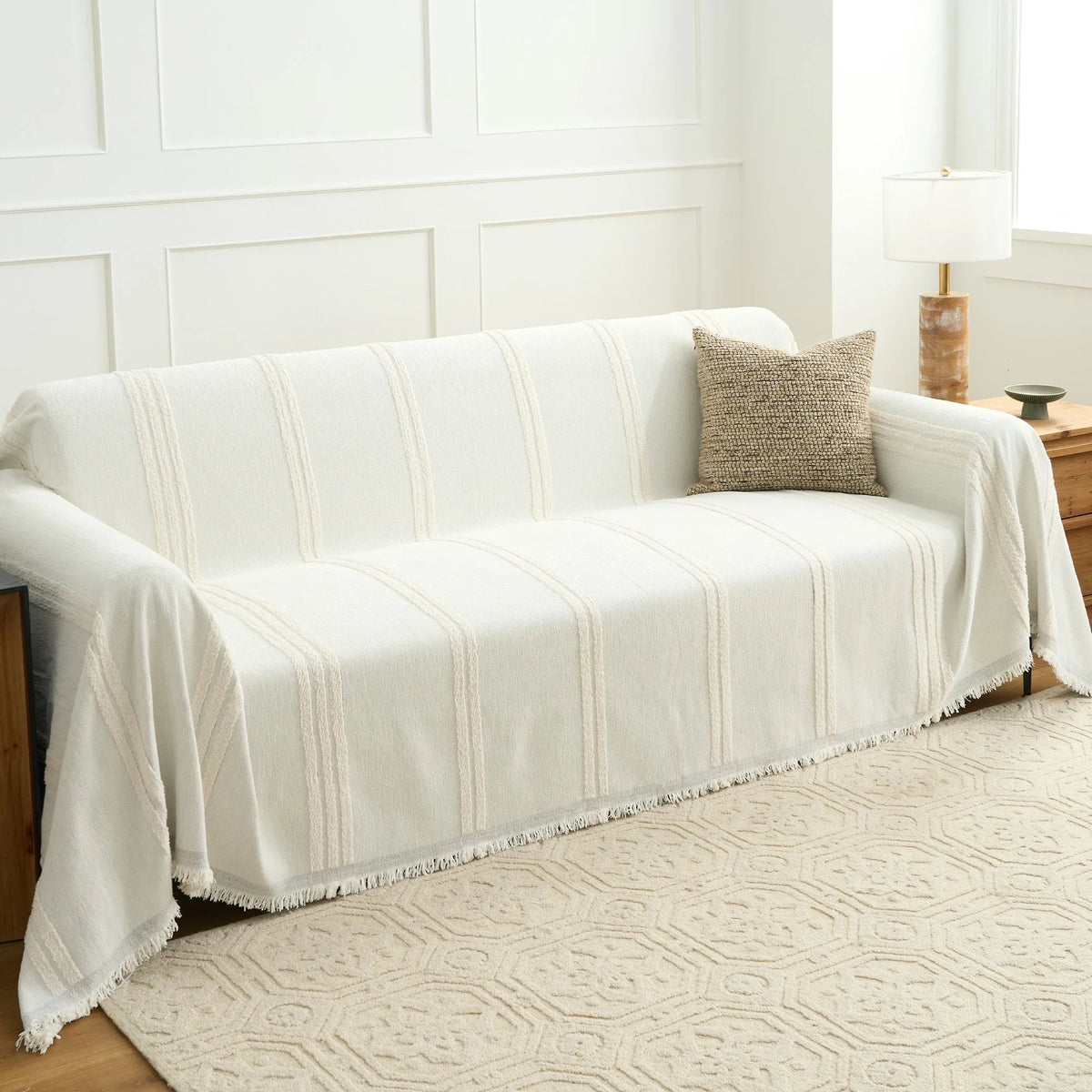 Classic Stripe Chenille Sofa Cover