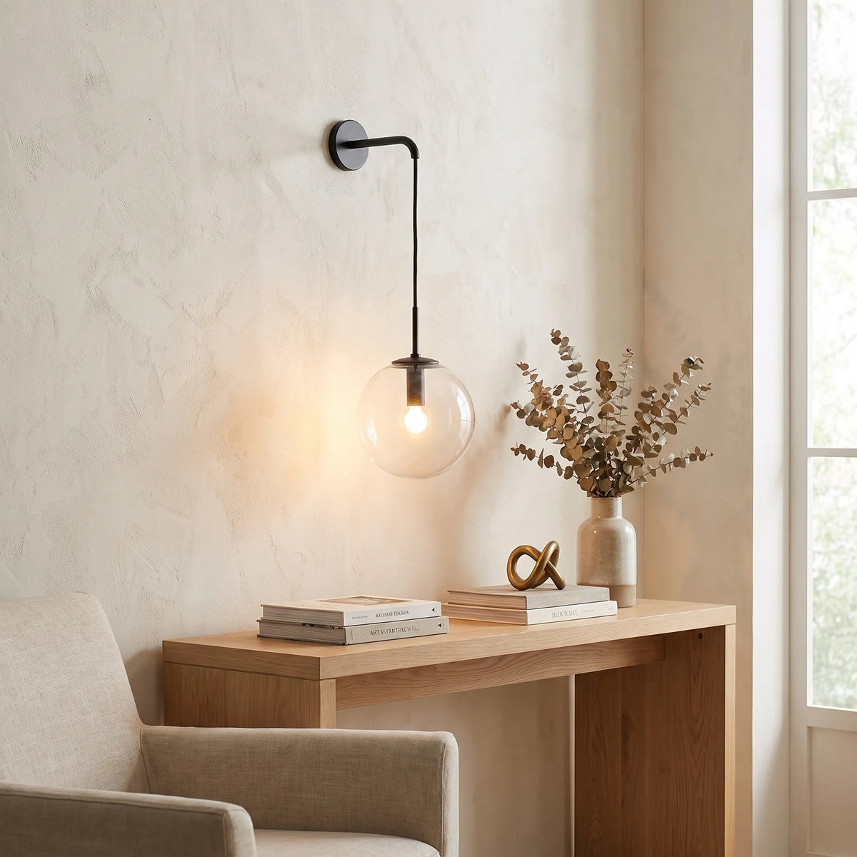 Clear Glass Cylinder Wall Light