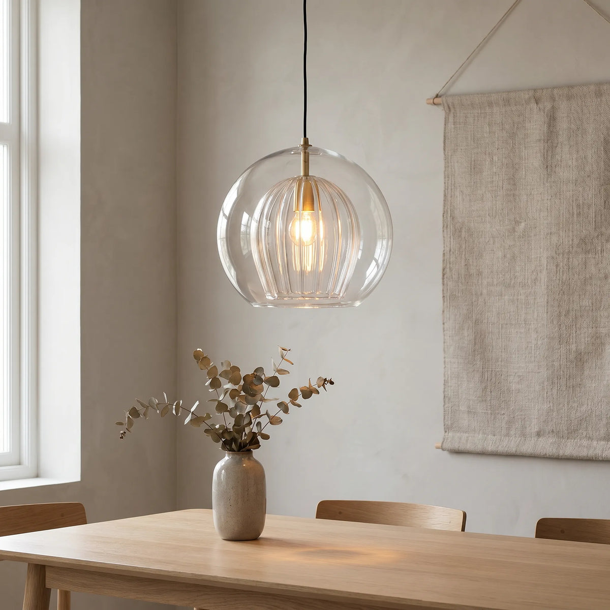 Clear Glass Globe Pendant, G4 LED