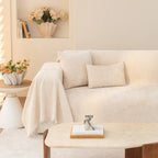 Coconut Cream Patterned Sofa Throw
