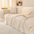 Coconut Cream Patterned Sofa Throw