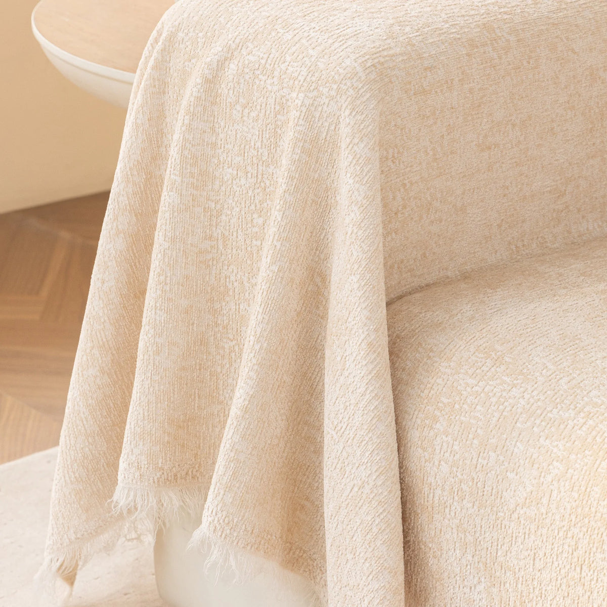 Coconut Cream Patterned Sofa Throw