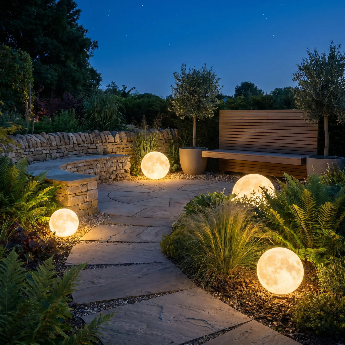 Colour Changing Moon Garden Light