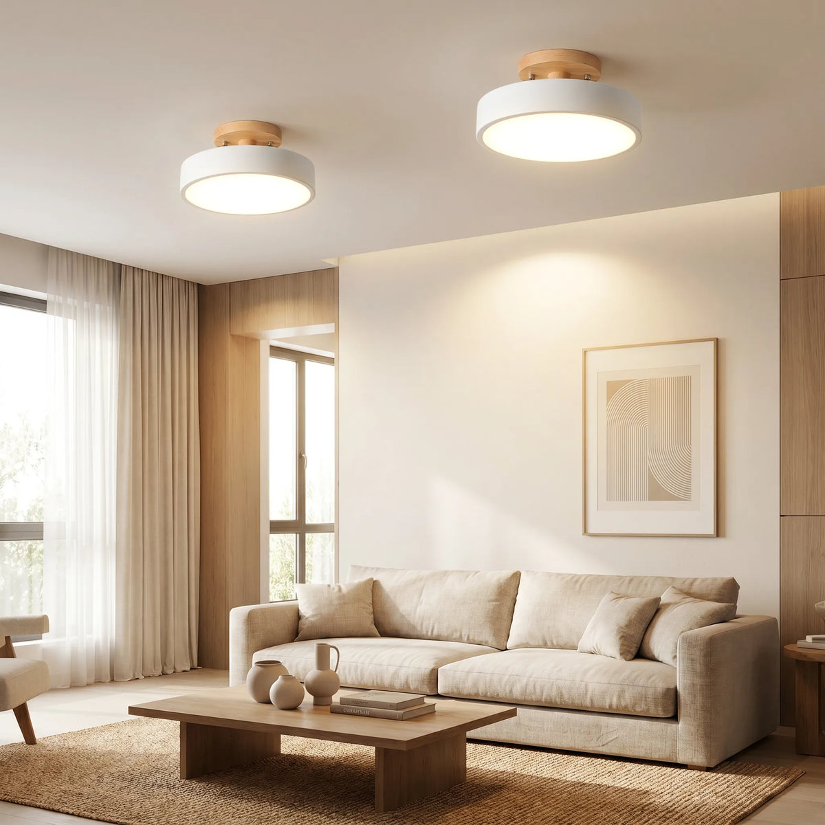 Colourful Round Wood Ceiling Light