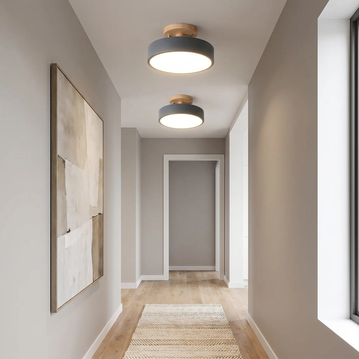 Colourful Round Wood Ceiling Light