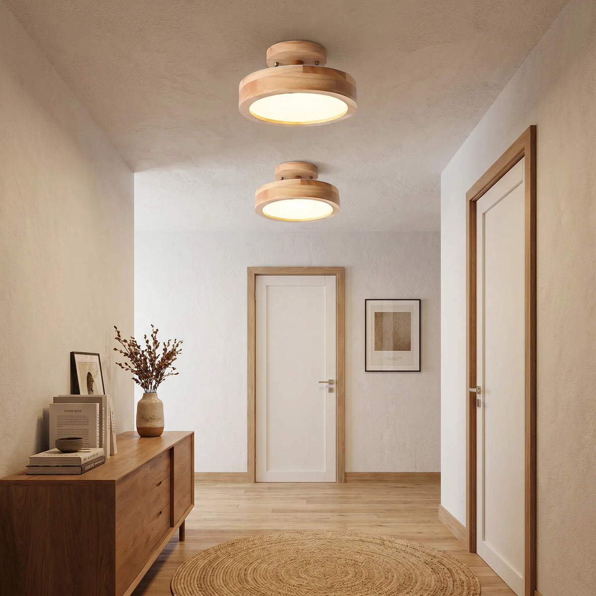 Colourful Round Wood Ceiling Light