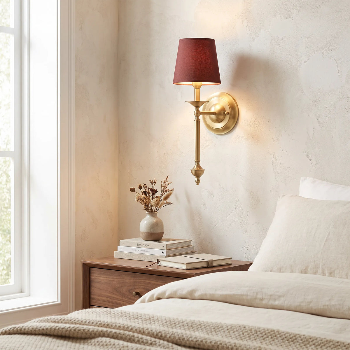 Copper Fabric Drum Wall Light