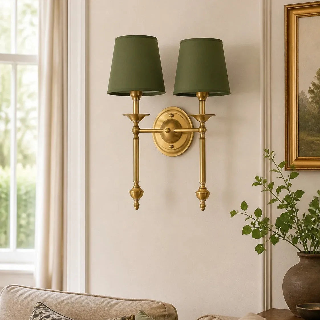 Copper Fabric Drum Wall Light
