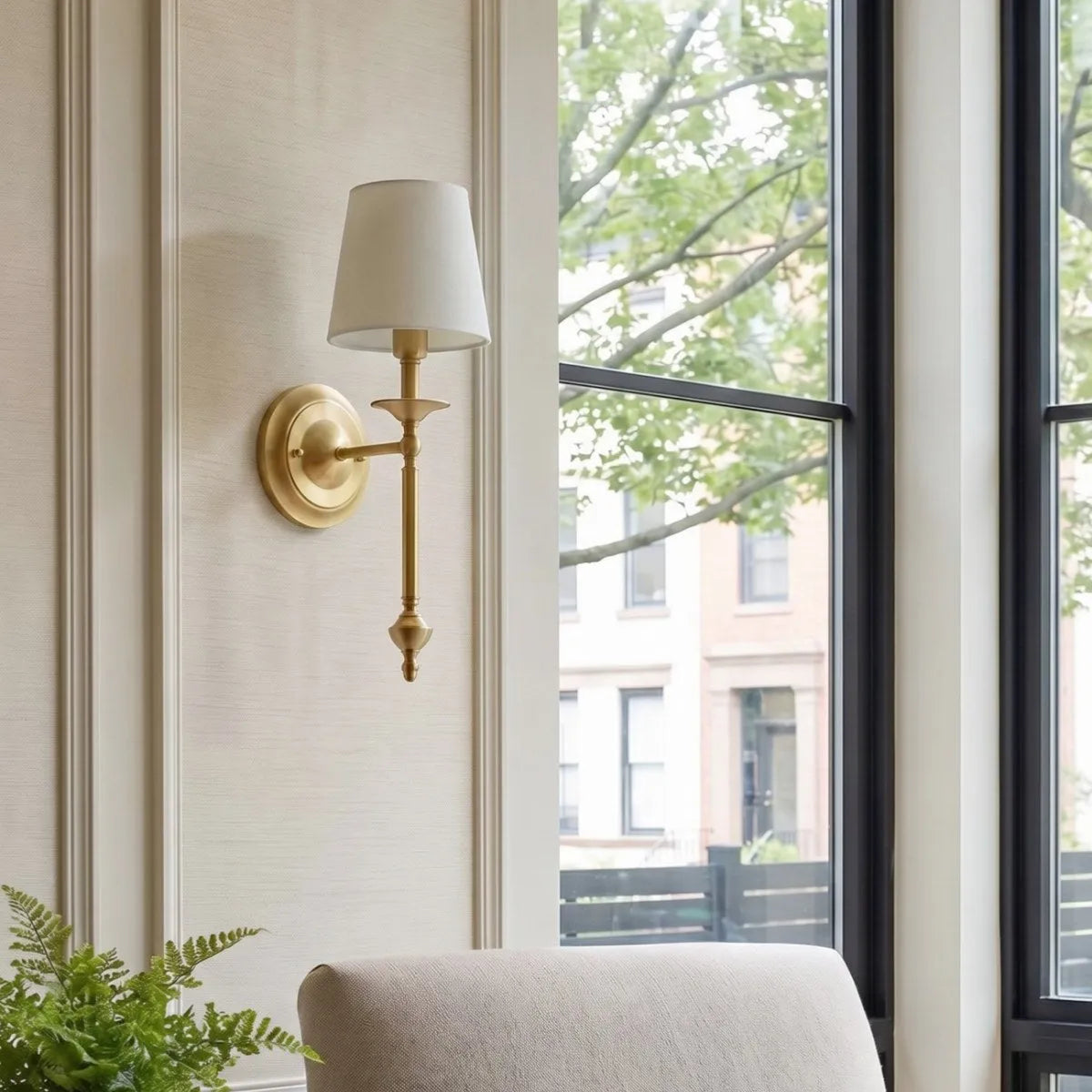 Copper Fabric Drum Wall Light