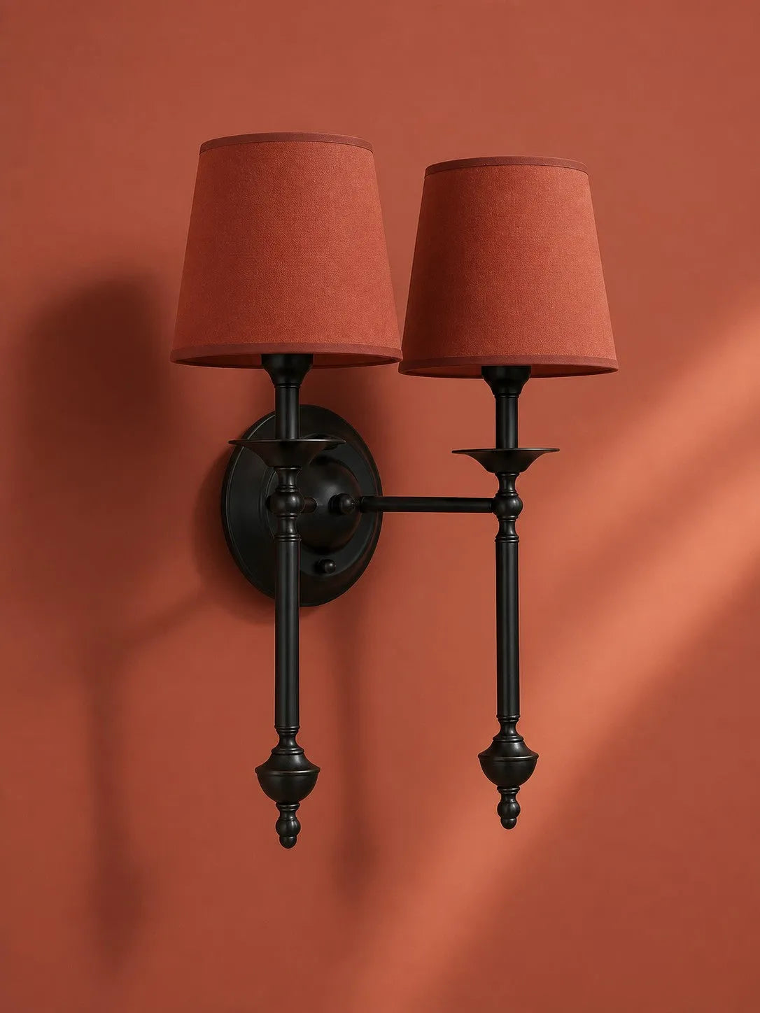 Copper Fabric Drum Wall Light
