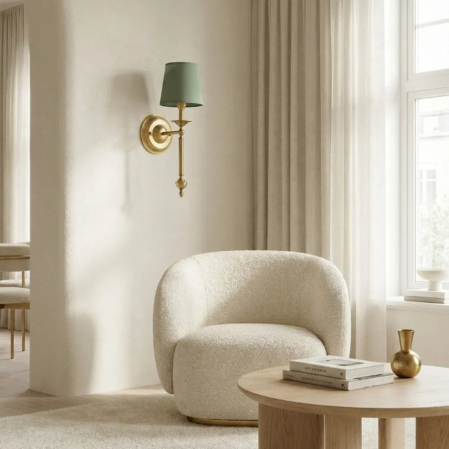 Copper Fabric Drum Wall Light