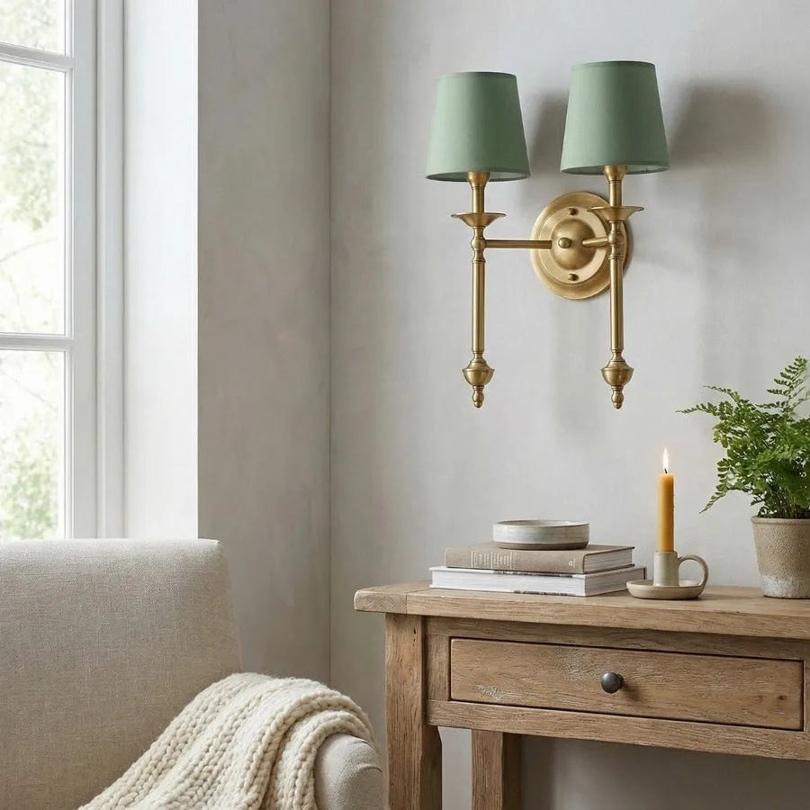 Copper Fabric Drum Wall Light