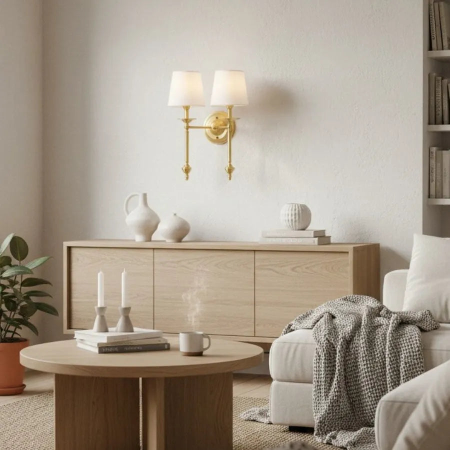 Copper Fabric Drum Wall Light