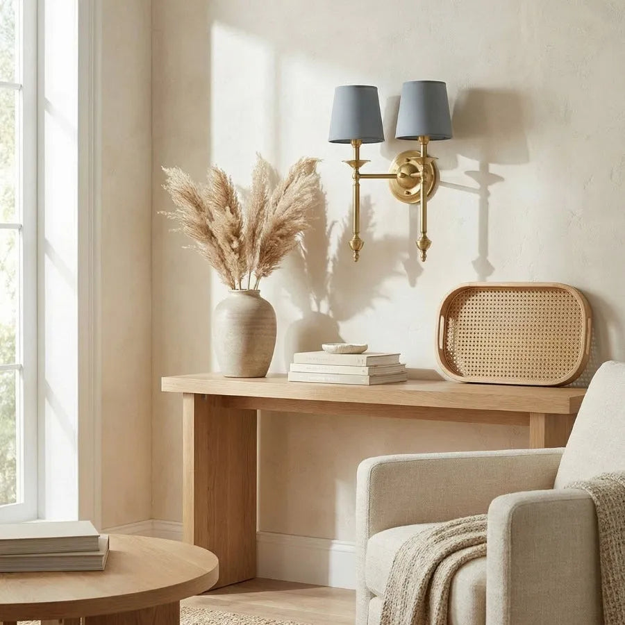 Copper Fabric Drum Wall Light